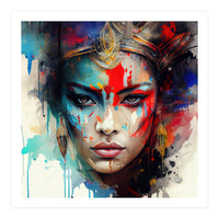 Crowned Mask Asian Warrior Portrait (Print Only)