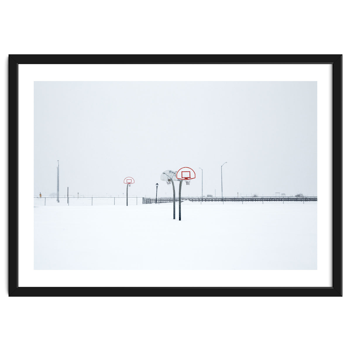 Snow-covered Basketball court
