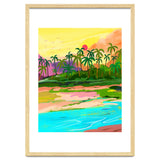 Tropical Backwaters Of Kerala, Nature Jungle Forest Landscape Painting, Dreamy Scenic Travel Lake Palm Bohemian thumbnail