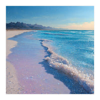 Sparkling Pastel Shoreline with Glittering Turquoise Waves (Print Only)