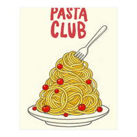 Pasta Club Illustration, Spaghetti and Tomatoes Art Print for Kitchen Wall Decor (Print Only)