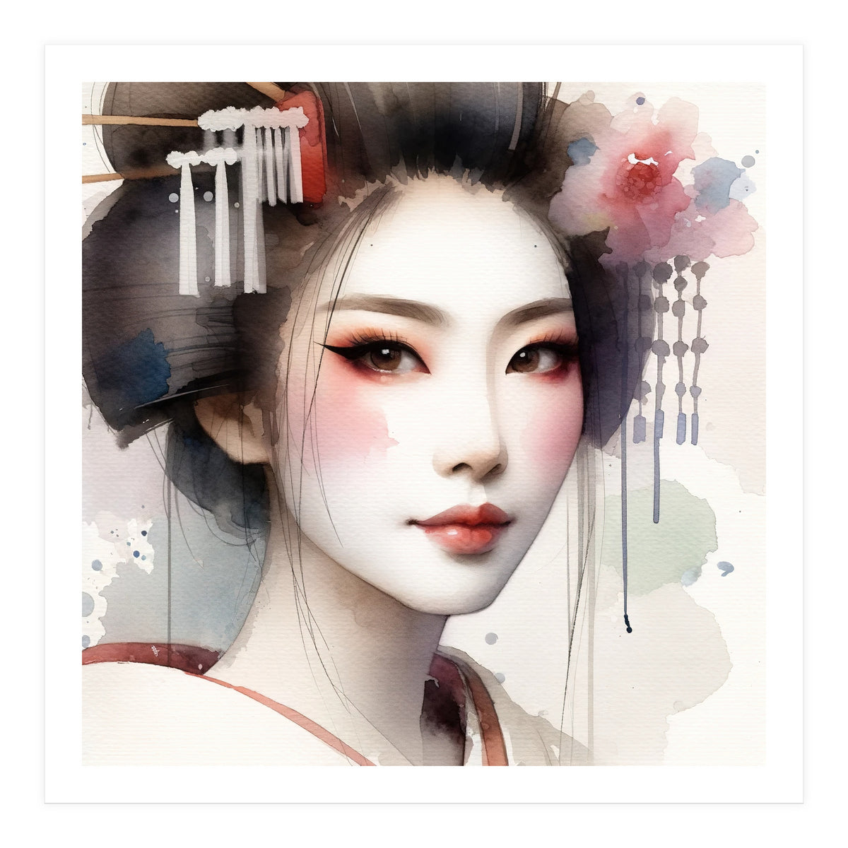 Rose Veil Modern Geisha (Print Only)