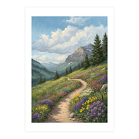 Serene Alpine Path Through Summer Wildflowers (Print Only)