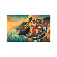 Vintage Cinque Terre Poster, Italy (Print Only)