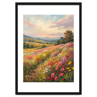 Serene Wildflower Meadow at Sunset Oil Painting