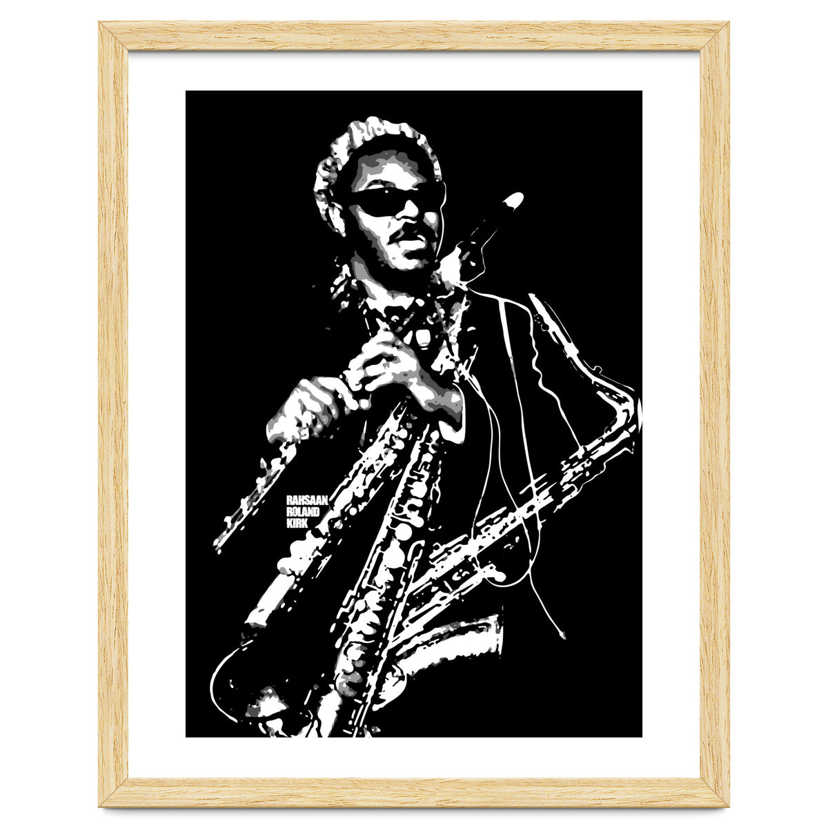 Rahsaan Roland Kirk American Jazz Multi-Instrumentalist in Grayscale