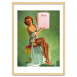 Pinup Girl Posing With Her Big Diary Book thumbnail