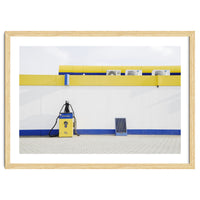 Yellow and blue gas station