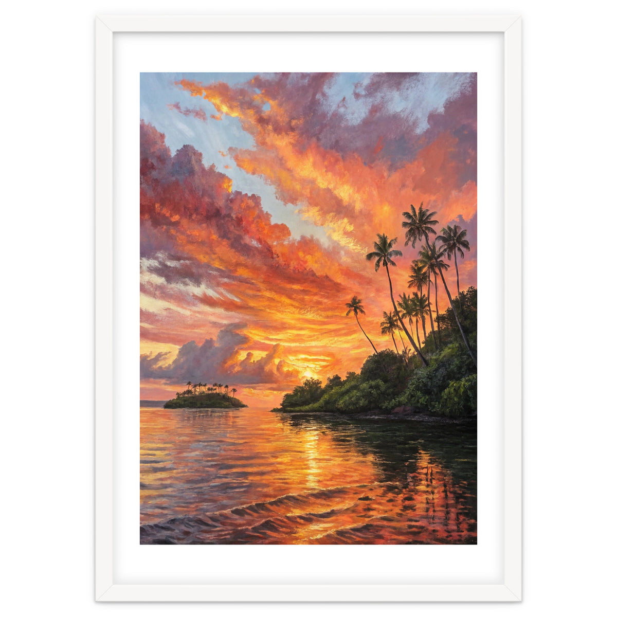 Impressionist Tropical Sunset Over Paradise Island