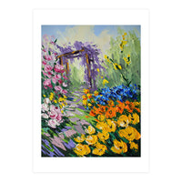 Sun-Drenched Garden Pergola Oil Painting (Print Only)