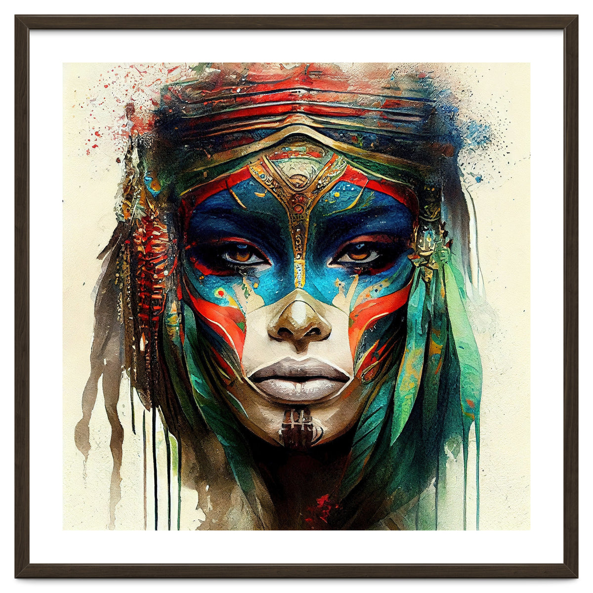 Turquoise Warrior Woman Portrait