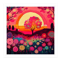 Folk Sunset Blossoming Tree (Print Only)
