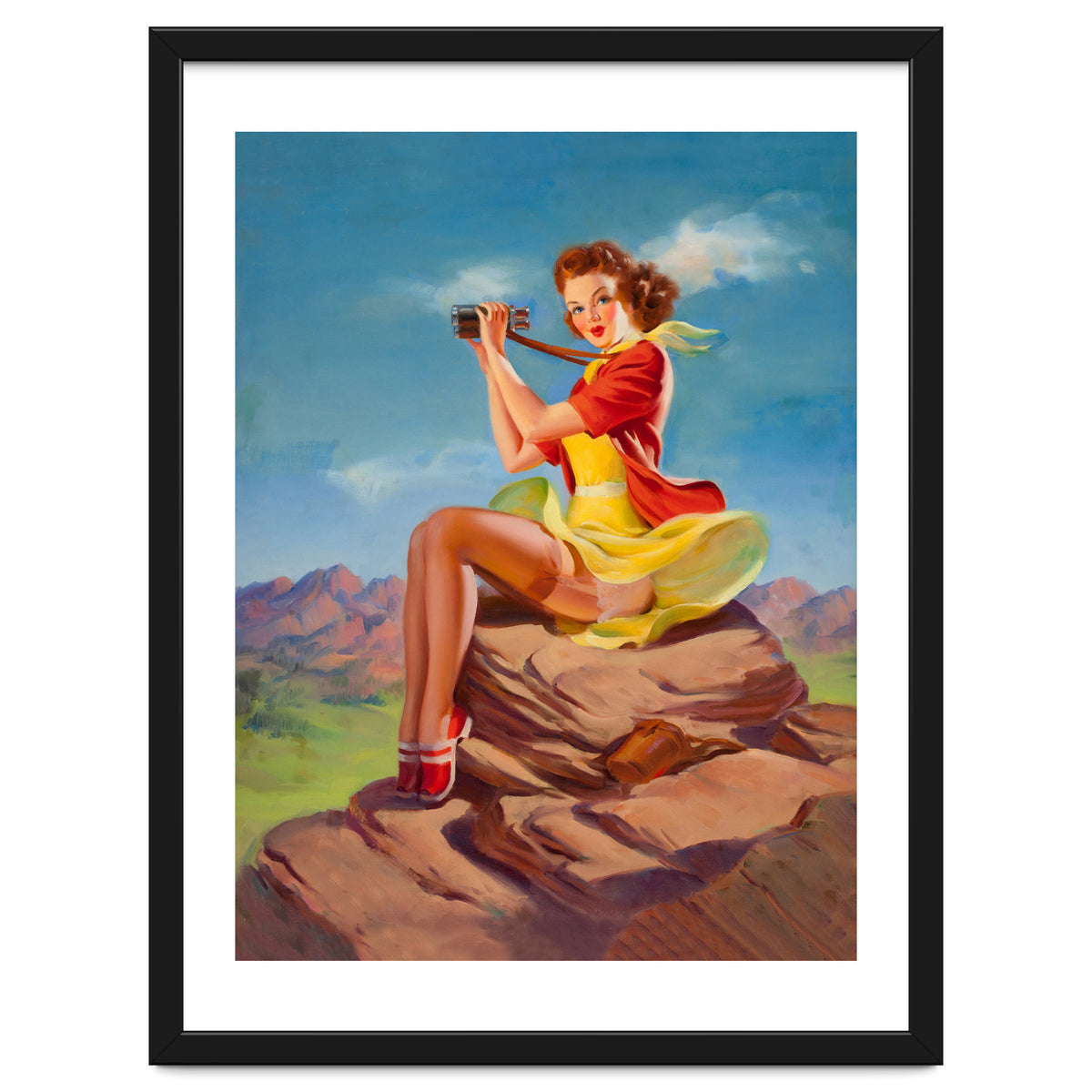 Pinup Sexy Binoculars Girl