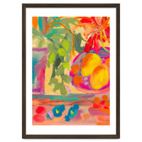 Colorful abstract summer lemons floral still life