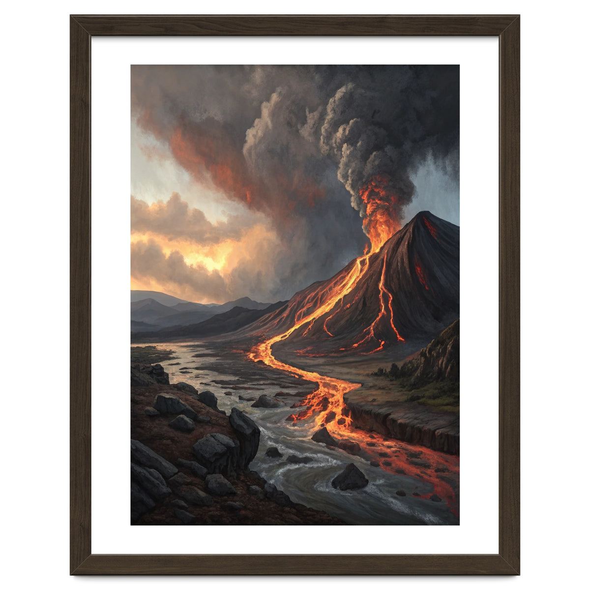 Dramatic Volcanic Eruption Landscape Art
