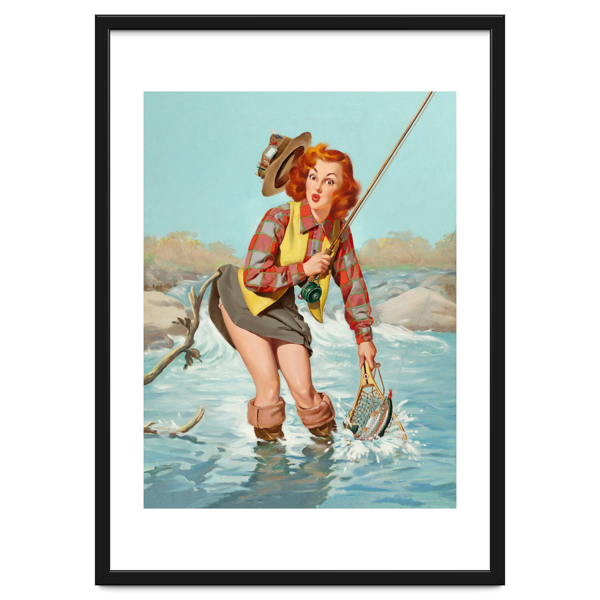 Sexy Pinup Girl On Fishing Accident
