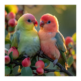Lovebirds Couple Sitting On A Branch With Berries (Print Only) thumbnail