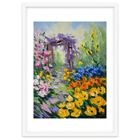 Sun-Drenched Garden Pergola Oil Painting