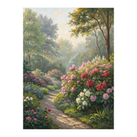Sunlit Spring Garden Path Oil Painting (Print Only)