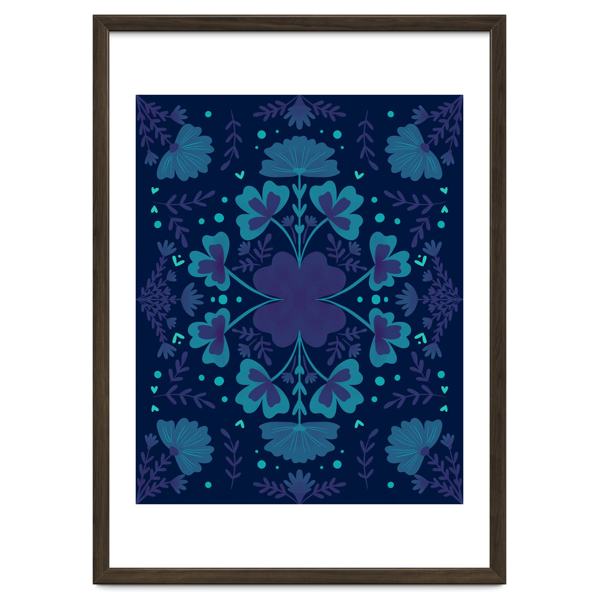 Clovers And Flowers Night Blue