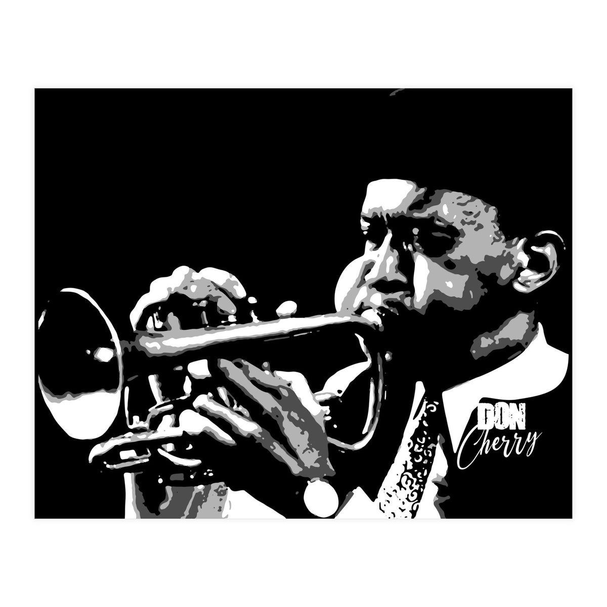 Don Cherry American Jazz Trumpeter in Grayscale (Print Only)