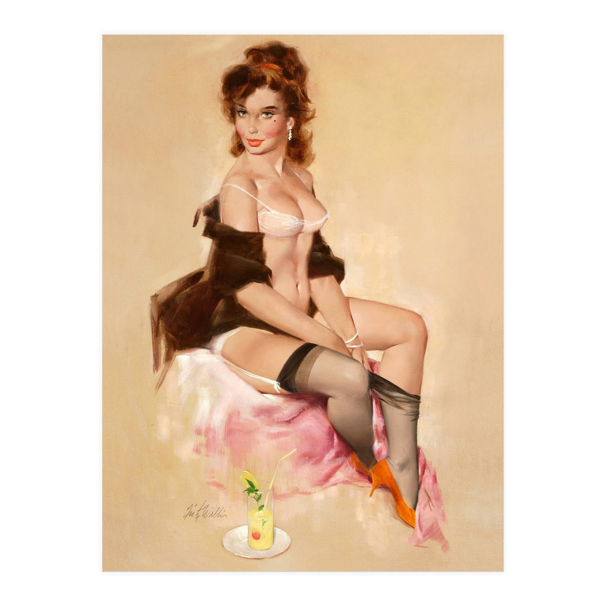 Sexy Pinup Brunette Modelling (Print Only)