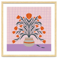 Tulips in a vase - orange and violet