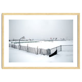 Snow-covered deserted basketball court in winter thumbnail