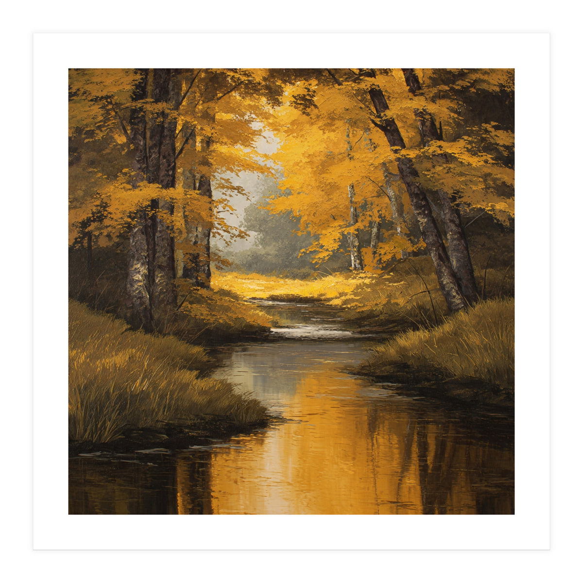 Golden Autumn Forest River (Print Only)
