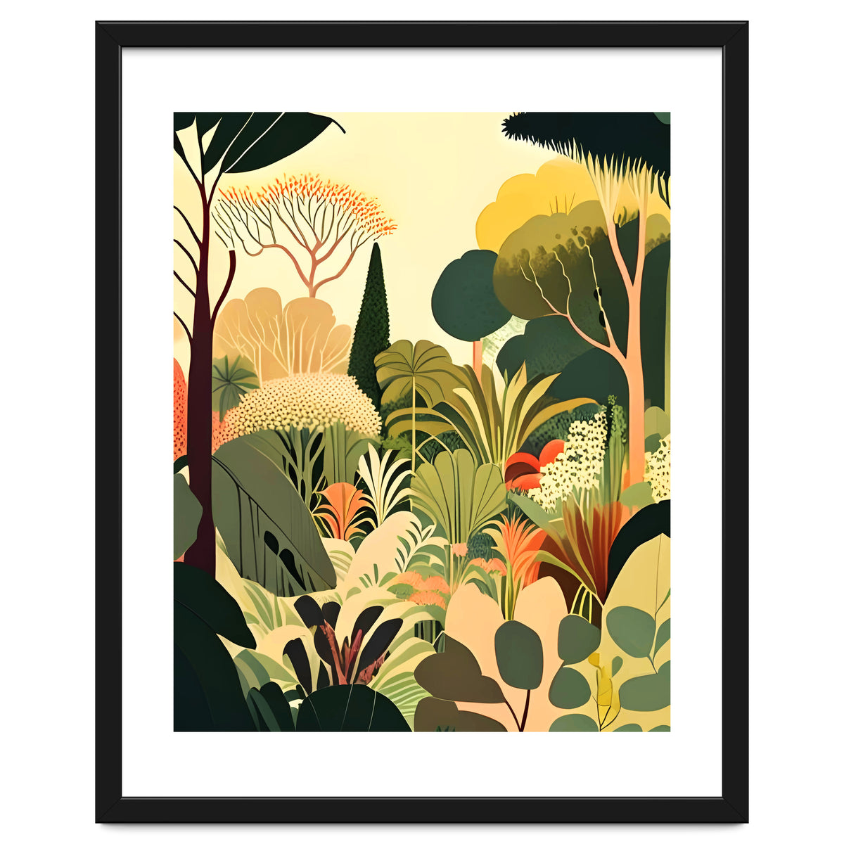 Pastel Garden, Botanical Nature Plants Jungle, Bohemian Eclectic Forest Illustration