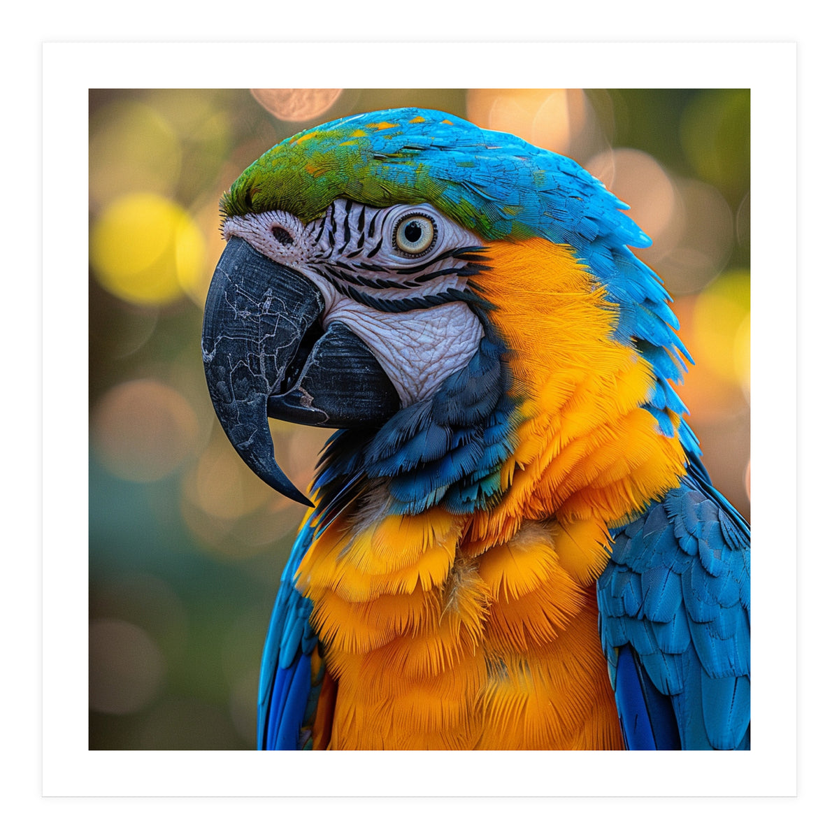 Blue And Yellow Macaw Parrot Close Up Detailed Shot (Print Only)