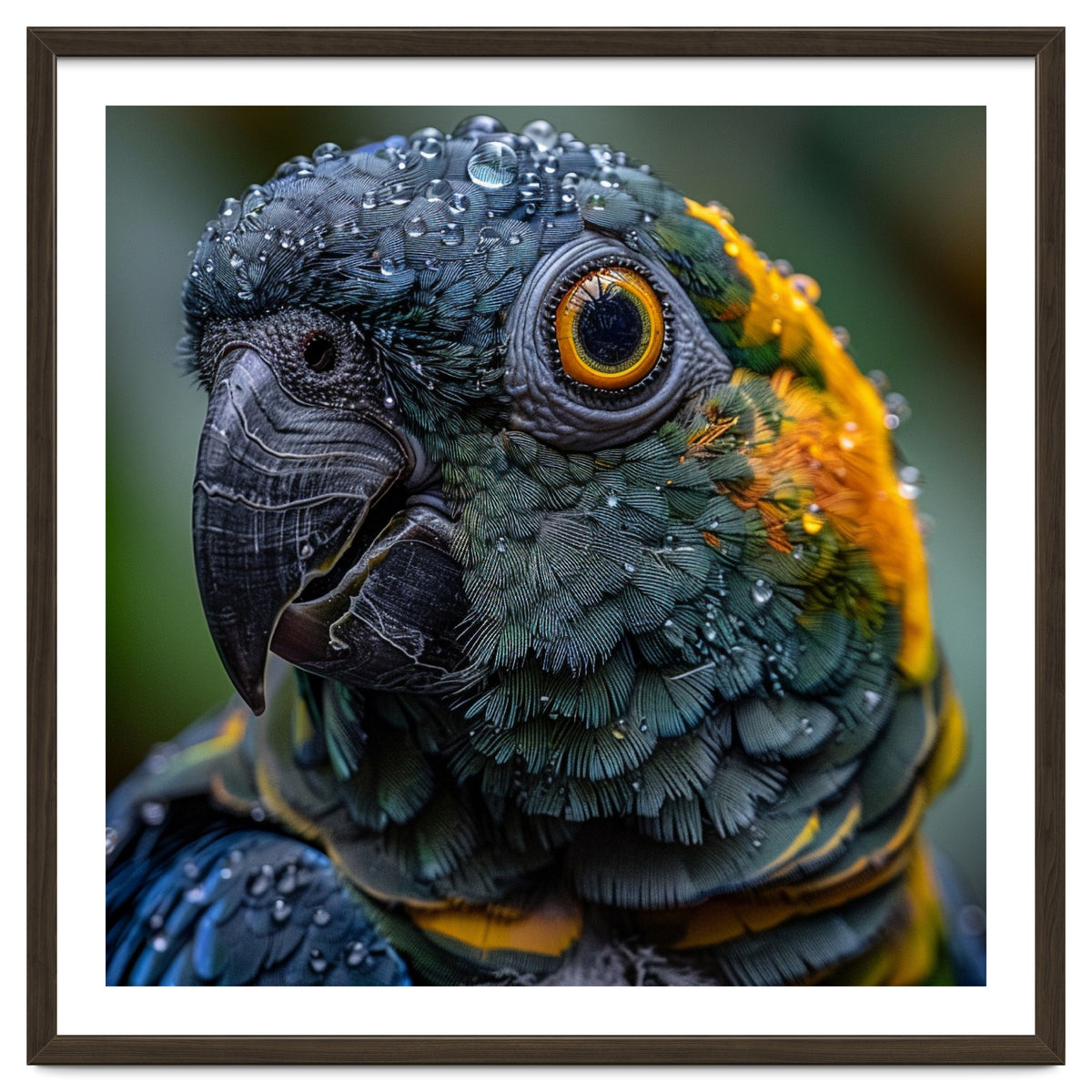 Close Up Of A Wet Macaw Parrot Head