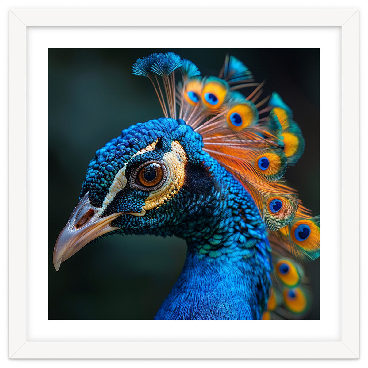 Peacock Bird Portrait Detailed Feathers Vibrant Colors