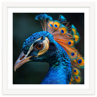 Peacock Bird Portrait Detailed Feathers Vibrant Colors