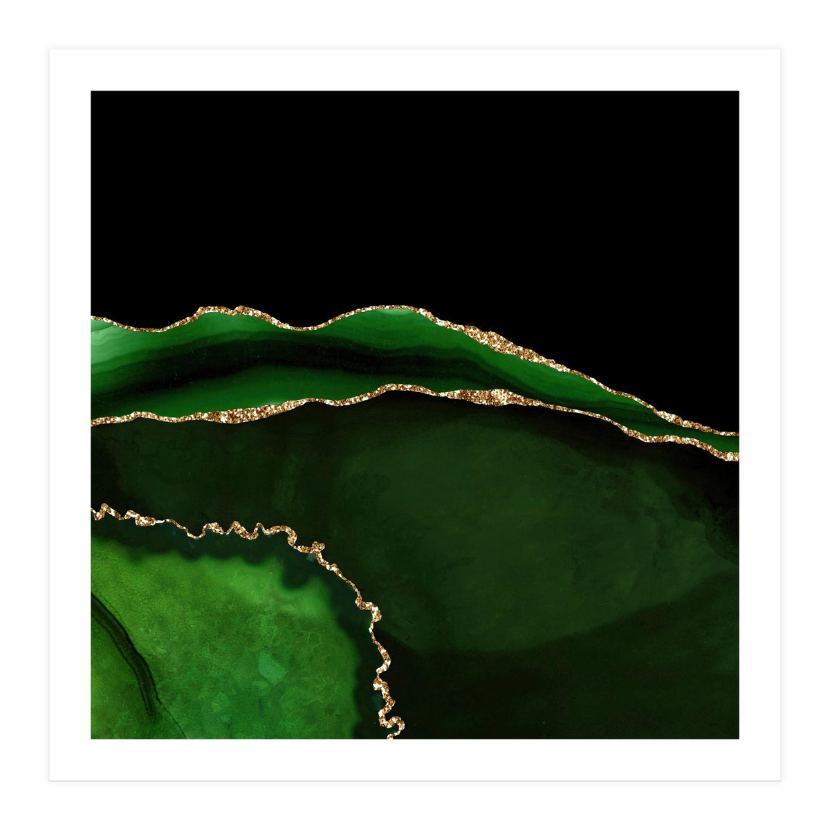 Green & Gold Agate Texture 05  (Print Only)
