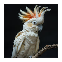 White Cockatoo Parrot Bird Perched On Branch (Print Only)