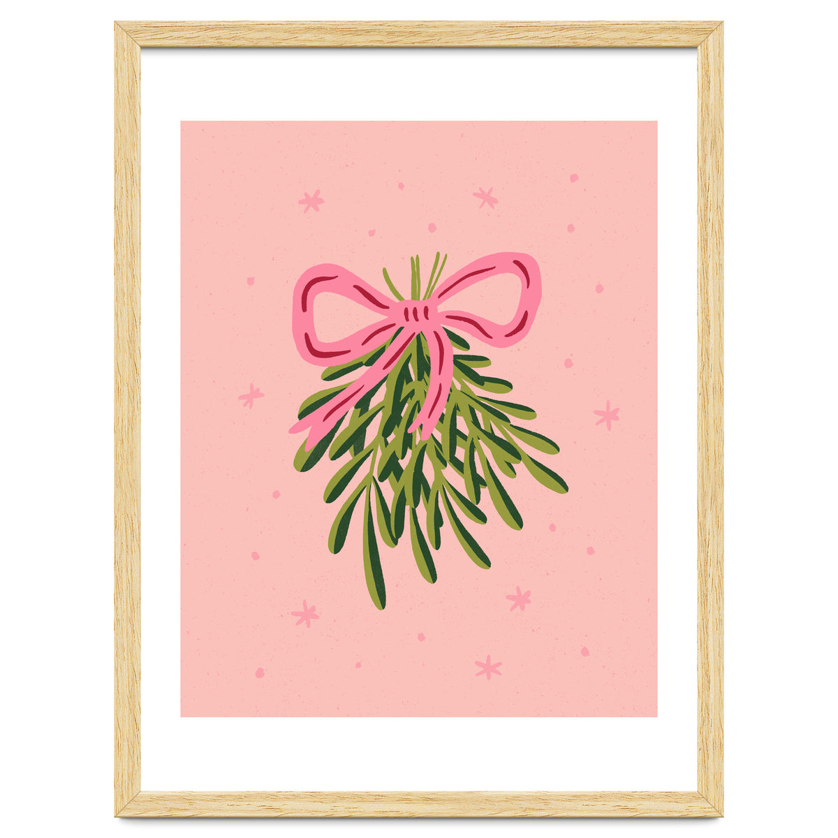 Mistletoe And Pink Bow