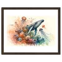 Whale And Jellyfish Watercolor