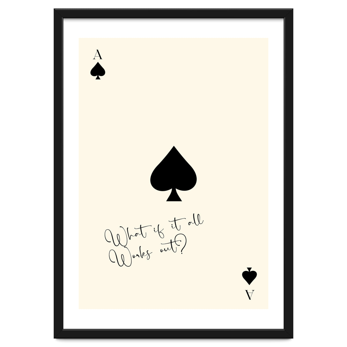 Ace of Spades Motivational Card Print, What If It All Works Out Poster