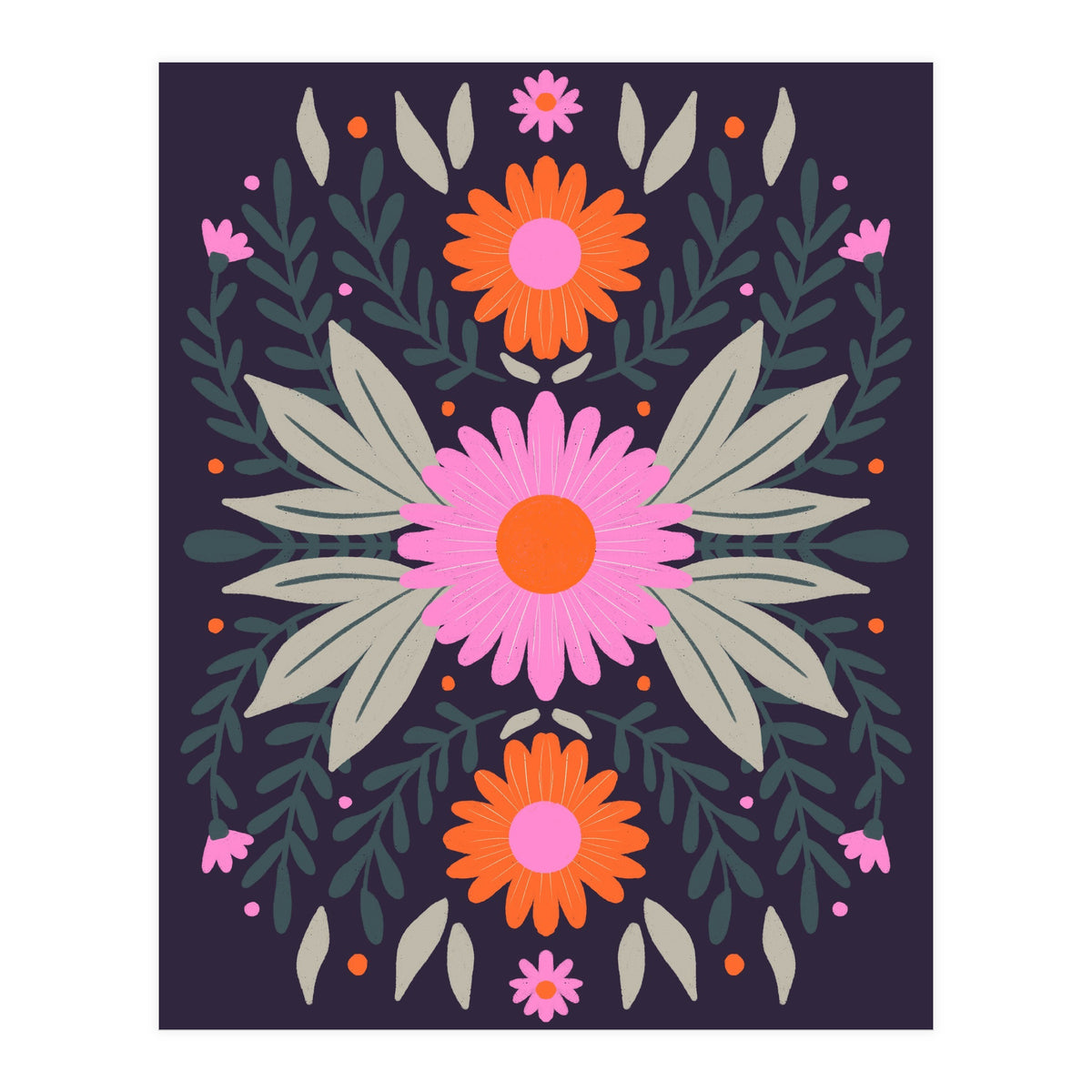 Pink And Orange Flowers (Print Only)