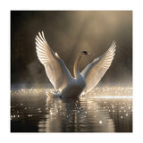 Graceful Swan Spreading Wings On Sparkling Water (Print Only) thumbnail