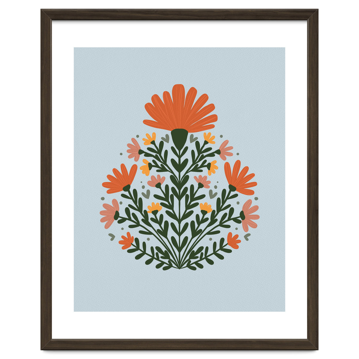 Symmetrical floral bouquet - orange and green