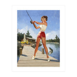 Pinup Fishing Girl With Her Catch (Print Only) thumbnail