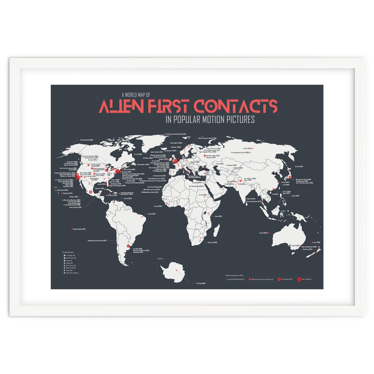 World Map of Alien First Contacts in Movies