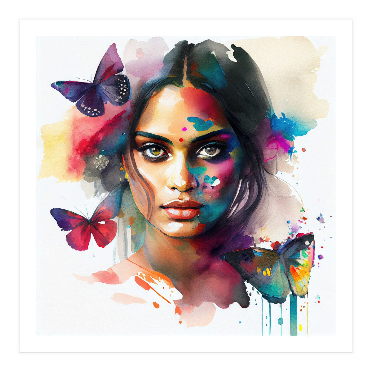 Butterfly Bloom Hindu Portrait (Print Only)