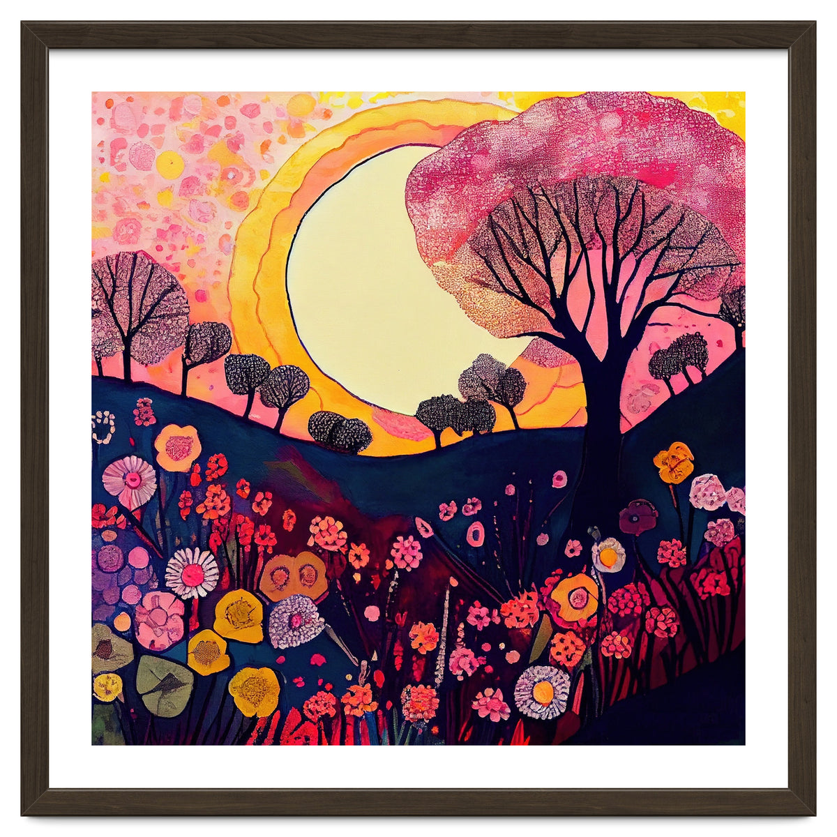 Folk Sunset Over Floral Hills