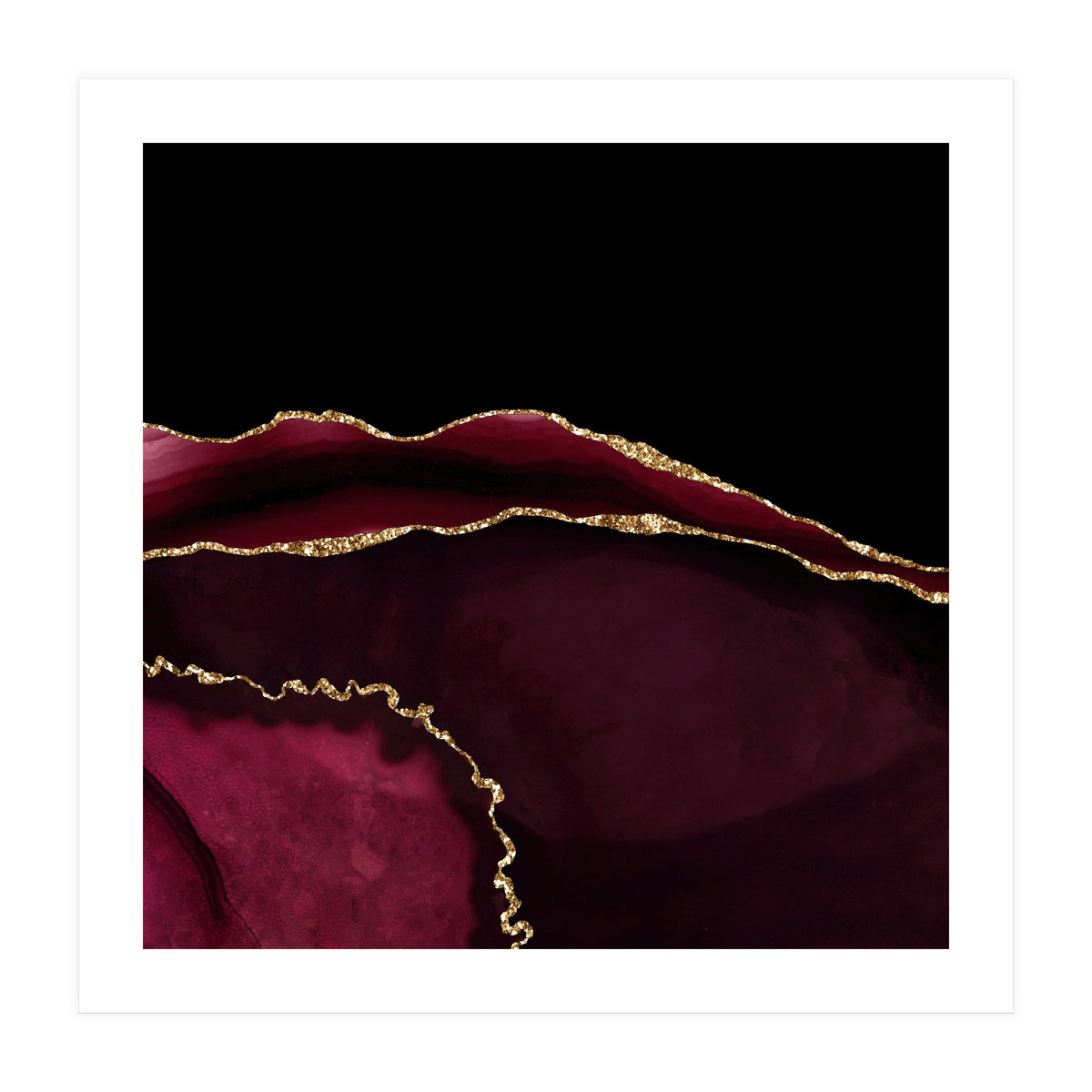 Burgundy & Gold Agate Texture 05 (Print Only)