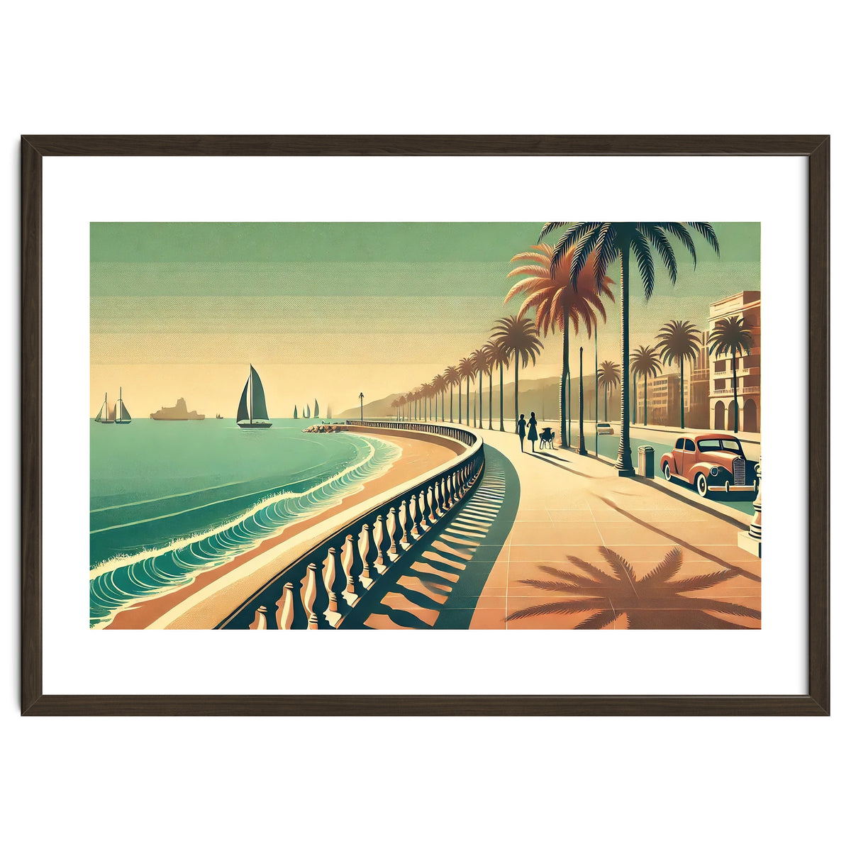 Vintage Coastal Promenade Poster