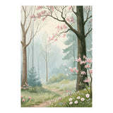 Enchanted Spring Woodland Path with Blooming Cherry Blossoms and Misty Pastel Forest Atmosphere (Print Only) thumbnail