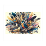 Kingfisher And Songbirds In Peacock Feathers (Print Only) thumbnail